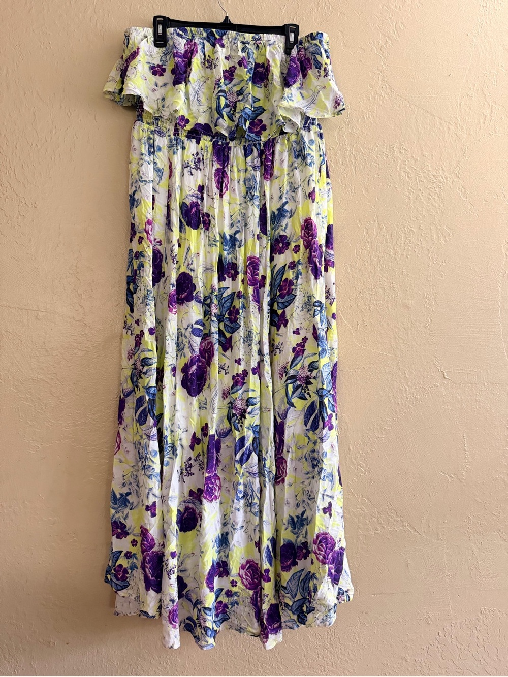 torrid White Strapless Maxi Dress with Purple & Blue Floral Print
